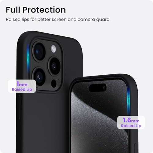 ORNARTO Compatible with iPhone 15 Pro Case 6.1", Liquid Silicone 3 Layers Full Covered Soft Gel Rubber Cover, Shockproof Protective Slim Phone Case with Anti-Scratch Microfiber Lining-Black by ORNARTO - Used condition - Image 4
