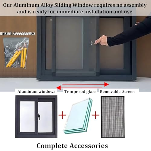 Ventanas correderas con vidrio templado y mosquitera para cobertizos de madera 3