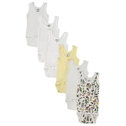 Bambini Unisex Baby 6 Pc One Piece and Tank Tops, Large, White