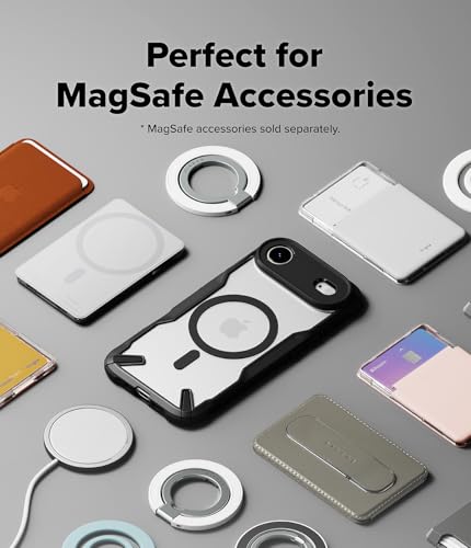 Image of Ringke Fusion-X Magnetic Compatible with iPhone Air (17 Air) Case Back Cover [Strong Magnet] Military Protection Transparent Hard Back Advanced Protection TPU Bumper - Magnetic Black