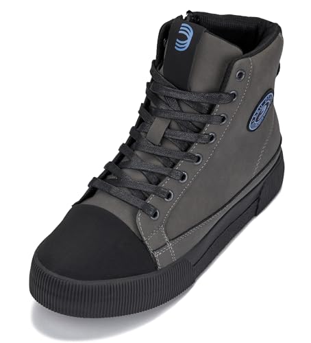 Image of CALTO Men's Invisible Height Increasing Elevator Shoes - Zip-up Cap Toe High Top Sneaker Boots - 2.4 Inches Taller