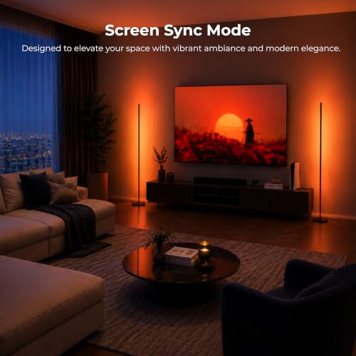 Image of Apex HDMI Sync TV Floor Lamp, RGBIC Smart Floor Lamp with TV Screen Color Sync, Music Sync, App Control, Compatible with Apex HDMI Sync Box 2.0, 1-Year Warranty, for Gaming Room & Home Theater