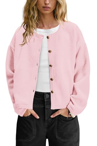Image of Yanekop Womens Sherpa Jacket Button Down Fleece Winter Coat Fuzzy Jackets Chunky Cardigan Sweaters Open Knit Sweater