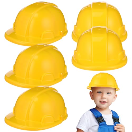 UPKOCH Casque de Chantier Garçon et Filles Jouet Lot de 5 Chapeaux Jaunes Accessoires de Fête Casque de Protection Déguisement Garçon Fille Plastique...