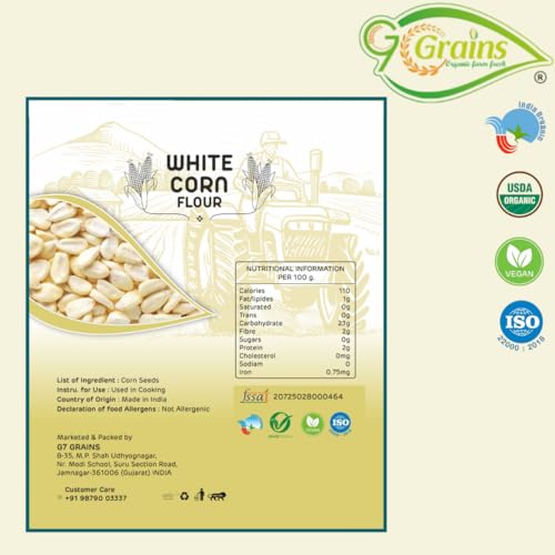 Image of White Corn Flour (5Kg)| Maize Flour | White Corn ka Atta | Makai ka Atta | Stone-Grinding | For Eating And Cookings |Produce of India from Organic Farms By G7 Grains