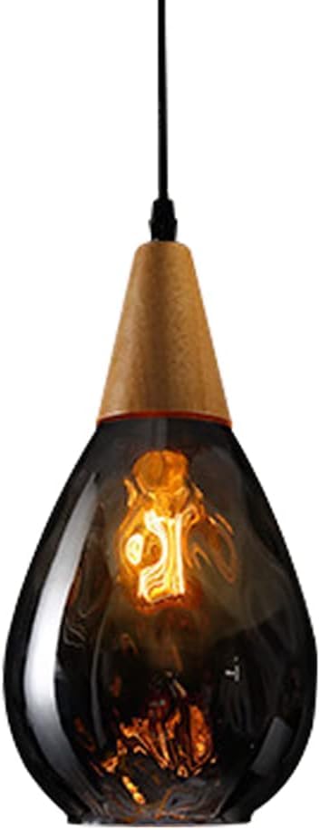 Chandelier rétro en bois de qualité supérieure et métal noir industrie suspension E27