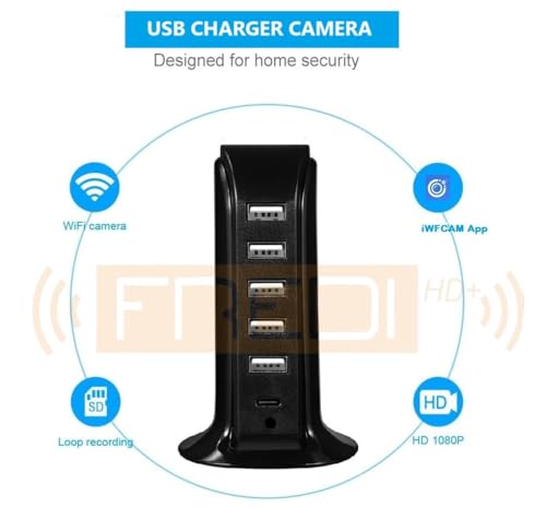 Image of FREDI HD PLUS WiFi Charger Camera 1080P | Hidden Indoor Security Camera | Live View Anywhere Mobile | Motion Detection | Loop Recording | 32GB Inbuilt | Smart Security Camera
