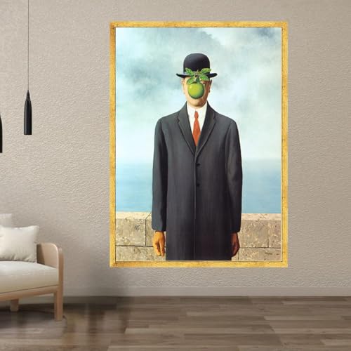 Tableau surréaliste Homme à la pomme impression sur toile 70x110 cm