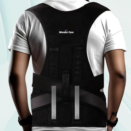 Image of Wonder Care Posture Corrector for Men and Women, Back Support Belt with Metal Inserts, Shoulder Straightener for Upper and Lower Back Pain Relief and Back Alignment (28 inch-48 inch)