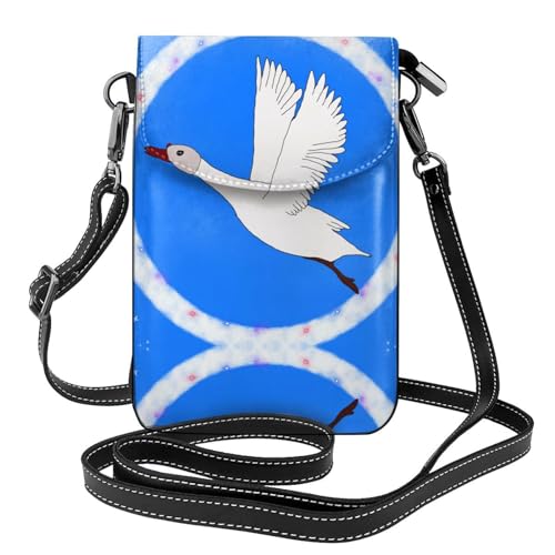 Sac à main pour téléphone en cuir noir avec motif oie