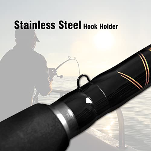 Portable Saltwater Offshore Heavy 3-Piece Travel Graphite Baitcasting Fishing Poles Casting Boat Jigging Trolling Conventional Rods With Rod Case Bag (6'/7'/8') (8' Heavy) #TOP4