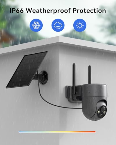 Image of LIWAN Solar Security Cameras Wireless Outdoor, 360 View PTZ Camera for Home Security, 2K HD Color Night Vision, AI Human Detection, IP66 Weatherproof, 2.4GHz WiFi Only