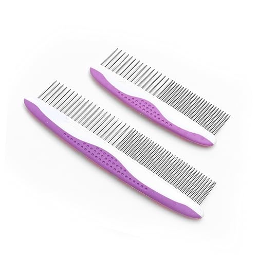 Mikikit Groom Your : 2 Pcs Pet Combs and Comb Detangler Brush Stainless Steel Nonslip Grip