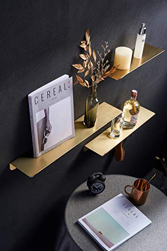 BGL Floating Shelf for Wall Gold Stainless Steel 304 Bathroom Shelf Gold 15.7 Inches for Bathroom Organizer