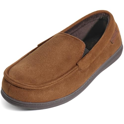 Image of ULTRAIDEAS Men's Moc-Toe Slippers Loafer House Shoes Indoor Outdoor Memory Foam with Breathable&Warm Knit Upper