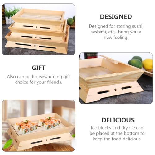 Plato de sushi de madera Uonlytech 34x24 cm doble cara miniatura 5