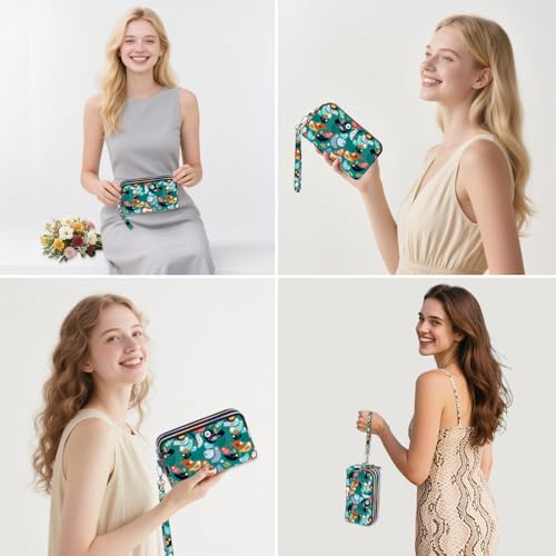 Image of BIAOTIE Large Capacity Wristlet Wallet - Women Printed Nylon Waterproof Handbag Clutch Purse