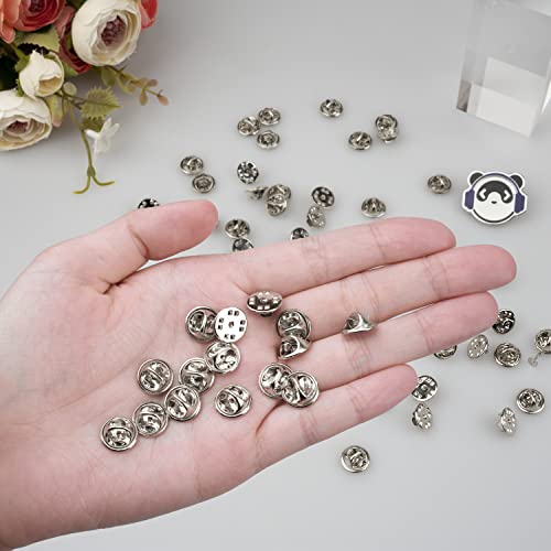 50 Pairs Metal Pin and Pin Backings, 8mm Length 4mm Width Blank Pins for DIY Enamel Pins Jewelry Gift Craft Making