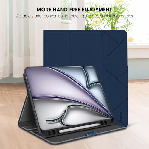 Image of GRIPP Melon Leatherette Texture Case for iPad Air 11 inch (M2 /M3 /M4, 2024 /2025 /2026), iPad Air 10.9 inch (4th /5th Generation, 2020 /2022), iPad Pro 11 inch (3rd /4th Generation, 2021 /2022) - Dark Blue