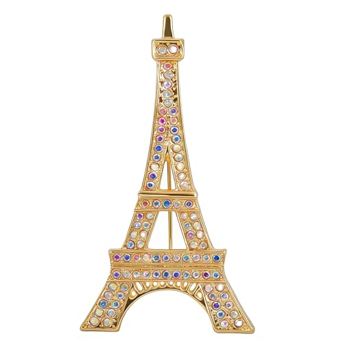 Image of Gyn&Joy Clear Crystal Rhinestones Eiffel Tower Fashion Brooch Pin