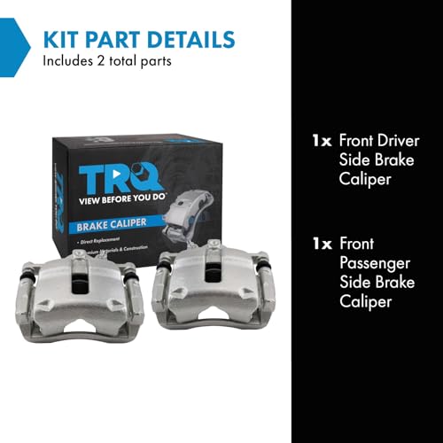 Image of TRQ Front Driver and Passenger Side Brake Caliper Set Caliper Brackets Hardware Compatible with 2007-2011 Mini Cooper With 280mm Diameter Front Rotors