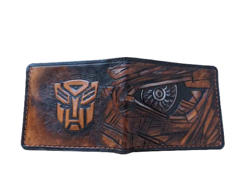 Men's 3D Genuine Leather Wallet, Hand-Carved, Hand-Painted, Leather Carving, Custom wallet, Personalized wallet, Transformer wallet