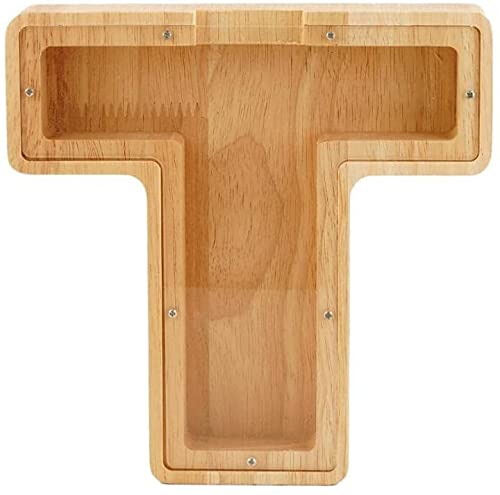 WeiDu77 Twenty-six English Alphabet A-Z Letter Piggy Bank,Large-Capacity Transparent Wooden