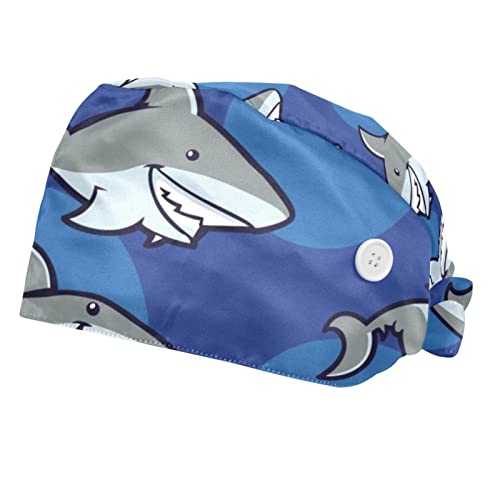 Chapeaux de Travail Unisexe Motif Requins Mignons Casquette Homme Femme 2 Pièces
