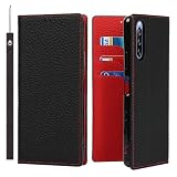 Ｈａｖａｙａ 対応 Xperia 10 III ケース エクスペリア10iiiケース 手帳型 本革 スマホ ストラップ SO-52B カバー SOG04 A102SO カード収納 Xperia 10 III lite docomo ソニー 第3世代 au 耐衝撃 SoftBank スタンド機能 レザー -ブラック
