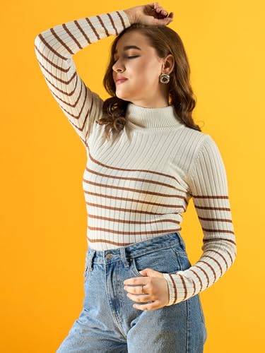 Image of 98 Degree Women Pure Cotton Turtle Neck Sweater Has A Full Sleeve & Straight Hem-AW25AZG1157-BLACK
