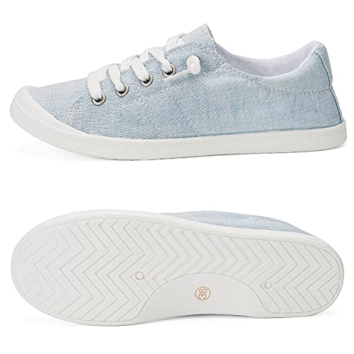 Image of Hxlber Women's Low Top Sneaker - Round Toe Comfort Casual Canvas Shoes Fashion Sneakers for Walking for Women