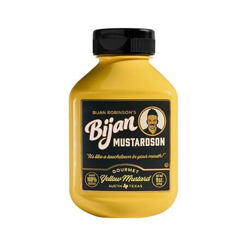 Bijan Mustardson Yellow Mustard, Tangy & Savory 9 oz – Real Onion & Garlic, Bold Ballpark...