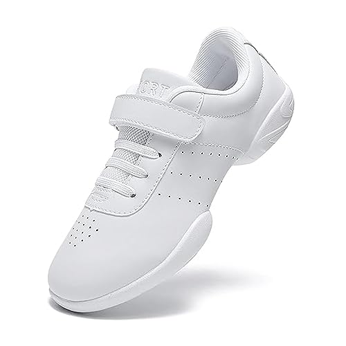 Girls White Cheerleading Dance Shoes Youth Athletic Training Tennis Walking Competition White Sneakers Girls