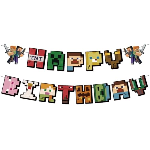 KOBOKO Pixel Happy Birthday Ghirlanda con pixel Happy Birthday Banner, ghirlanda decorativa di compleanno, striscione pixel, ghirlande di compleanno, miner ghirlande di compleanno, decorazione per KOBOKO Pixel Happy Birthday Ghirlanda con pixel Happy Birthday Banner, ghirlanda decorativa di compleanno, striscione pixel, ghirlande di compleanno, miner ghirlande di compleanno, decorazione per