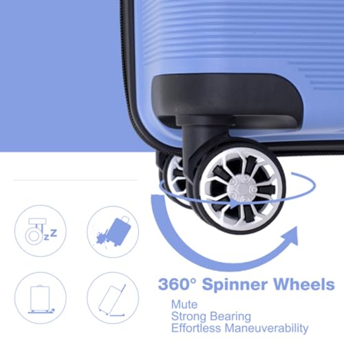 3 Pieces of Luggage, Suitcase, Luggage Set, Trolley, Travel Case, with Spinner Wheels, Combination Lock, 20/24/28 Inches,Purplish Blue4
