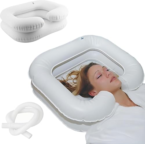 Lavabo gonflable pour laver les cheveux au lit d'un proche handicape