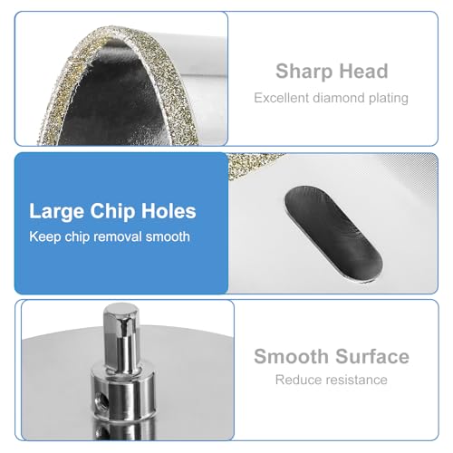 Image of 4-1 /2 inch / 115mm Diamond Glass Hole Saw with Center Drill Bit for Ceramic, Tile, Porcelain, Marble