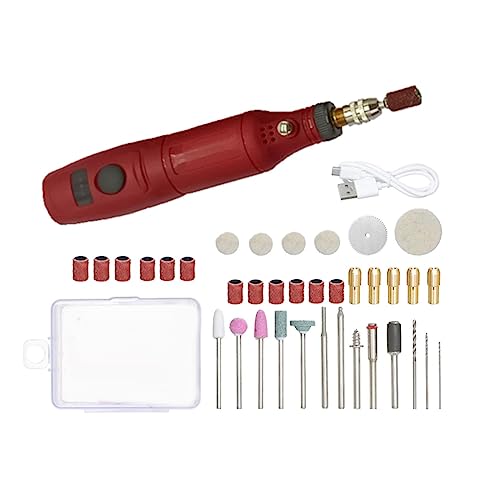 JISADER Multipurpose 3.7V Power Rotary Tool 3 Speeds Engraving Pen Mini Cordless Rotary Tool, Red