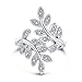 Bling Jewelry Feuille Vigne Lierre Nature Déclaration Mode CZ Zircone Cubique Ouvrir Bague Contourner Femme en Laiton Plaqué Argent