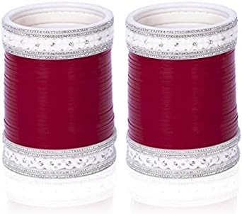 CHOTTEYLAL AND SONS Maroon Designer Chooda Bridal Punjabi Chura Women Hand Made Dulhan Choora Set for Women (B09VZ2KG3L) Amazon Price History, Amazon Price Tracker