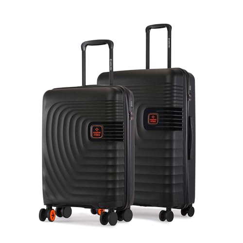 Image of Nasher Miles Polypropylene Boston Hard-Sided Polypropylene Luggage Set of 2 Black 8 Spinner Wheel Trolley Bag | Suitcase (55 & 65 Cm), Small, Medium