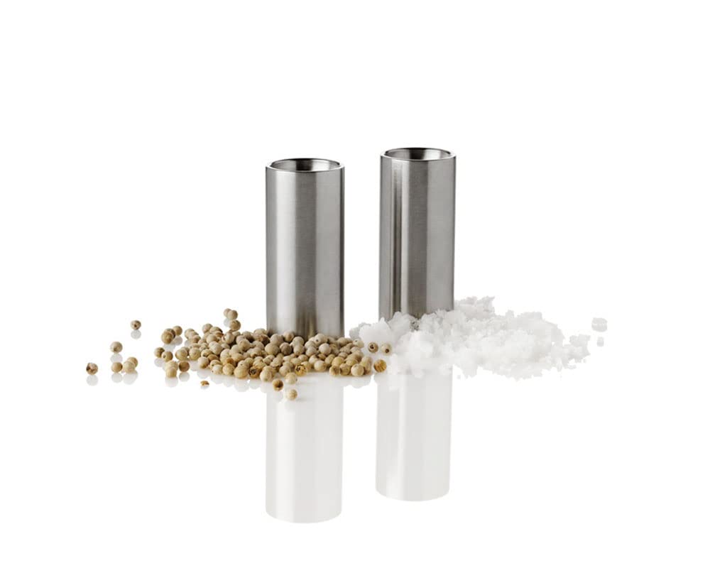 Stelton Salz & Pfefferstreuer aus Edelstahl, designed von Arne Jacobsen, desgn-familie: cylinda line, H: 6,3 CM, Ø: 2 CM