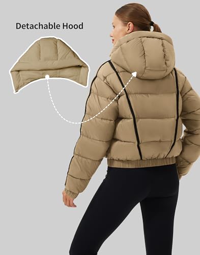Pioneer Camp Light Khaki Cropped Puffer Jacket for Women - Cozy, Stylish, and Perfect for Winter Adventures - Image 3