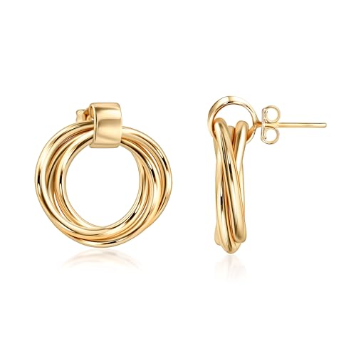 Barzel 18K Gold Plated Minimalist Triple Hoop Earrings, Dainty Dangling Style, Made in Brazil