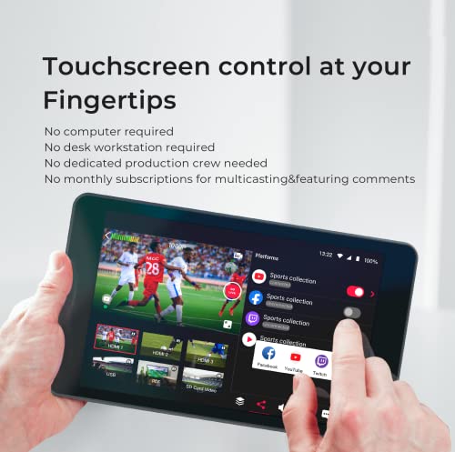 Image of YoloLiv YoloBox Pro, All-in-one Portable Multi-Cam Live Streaming Switcher | 8'' LCD display, 3x HDMI inputs, 1080p60,Switcher Monitor Encoder Recorder, for Facebook, YouTube, Instagram, Tiktok, RTMPS