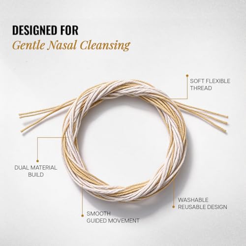 Image of Wiselife Ayurvedic Neti (Set of 10) Yoga Nasal Cleansing Tool for Neti Kriya, Improves Breathing & Sinus Relief, Reusable & Flexible Nasal Cleaning Thread (Sutra Neti)