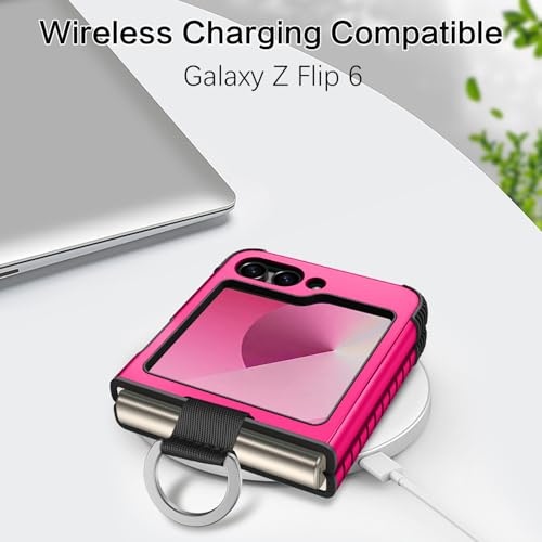 Image of BENTOBEN for Samsung Galaxy Z Flip 6 5G Case with Ring, Heavy Duty 2 in 1 Full Body Rugged Galaxy Z Flip6 Case Girls Women Boy Men Shockproof Protection Cover for Samsung Z Flip 6 6.7 inch,Hot Pink
