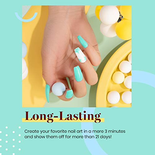 Image of Beetles Teal Gel Nail Polish - Cascade Green 15ML /0.51Fl Oz, Teal Neon Gel Polish, Soak Off UV LED Nails Art Design Manicure Salon DIY Home Neon Nails