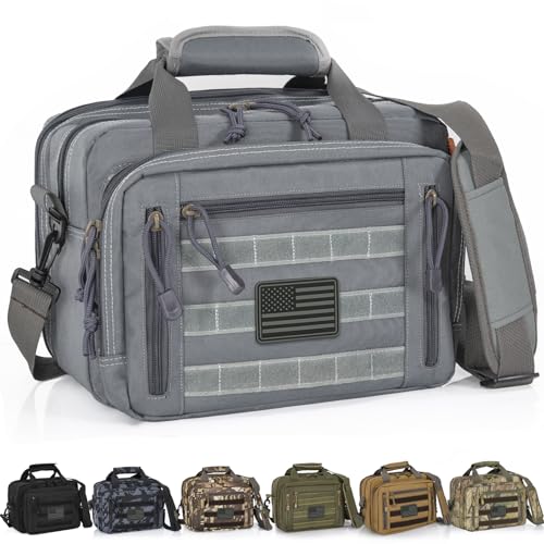 Image of Pistol Case, Gun Range Bags For 2 Pistols 6 Magazines Carrying Shooting Bag with Lockable Zipper for Shooting Range Outdoor Hunting