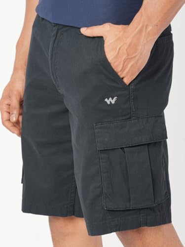 Image of Wildcraft Solid 6-Pocket Cargo Shorts, Comfortable, Regular Fit
